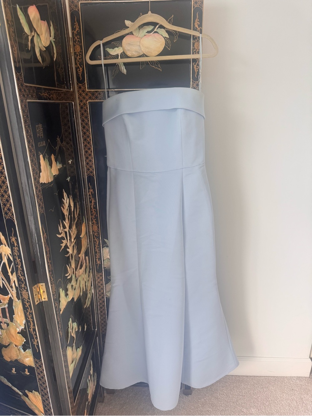 Amsale Light Blue Strapless Faille Trumpet Bridesmaid Gown Size 10